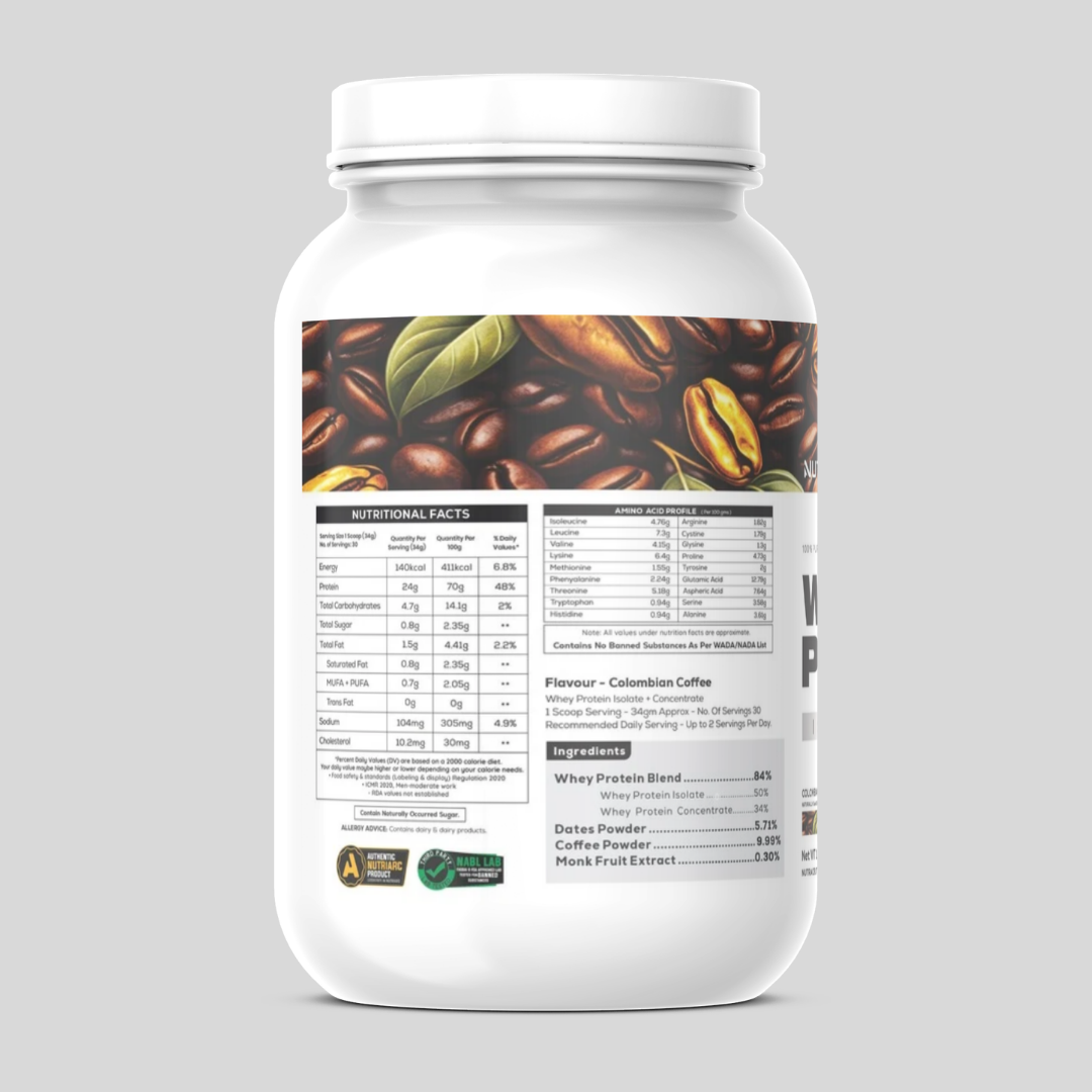Whey Pro Isolate - Chemical-Free Whey Protein jar Colombian Coffee