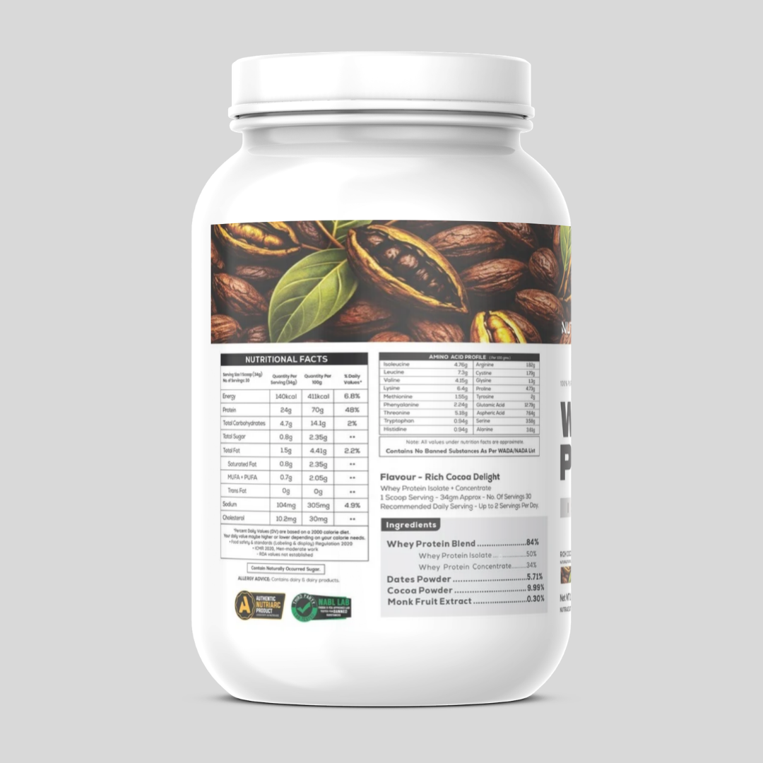 Whey Pro Isolate - Chemical-Free Whey Protein jar Rich Cocoa Delight