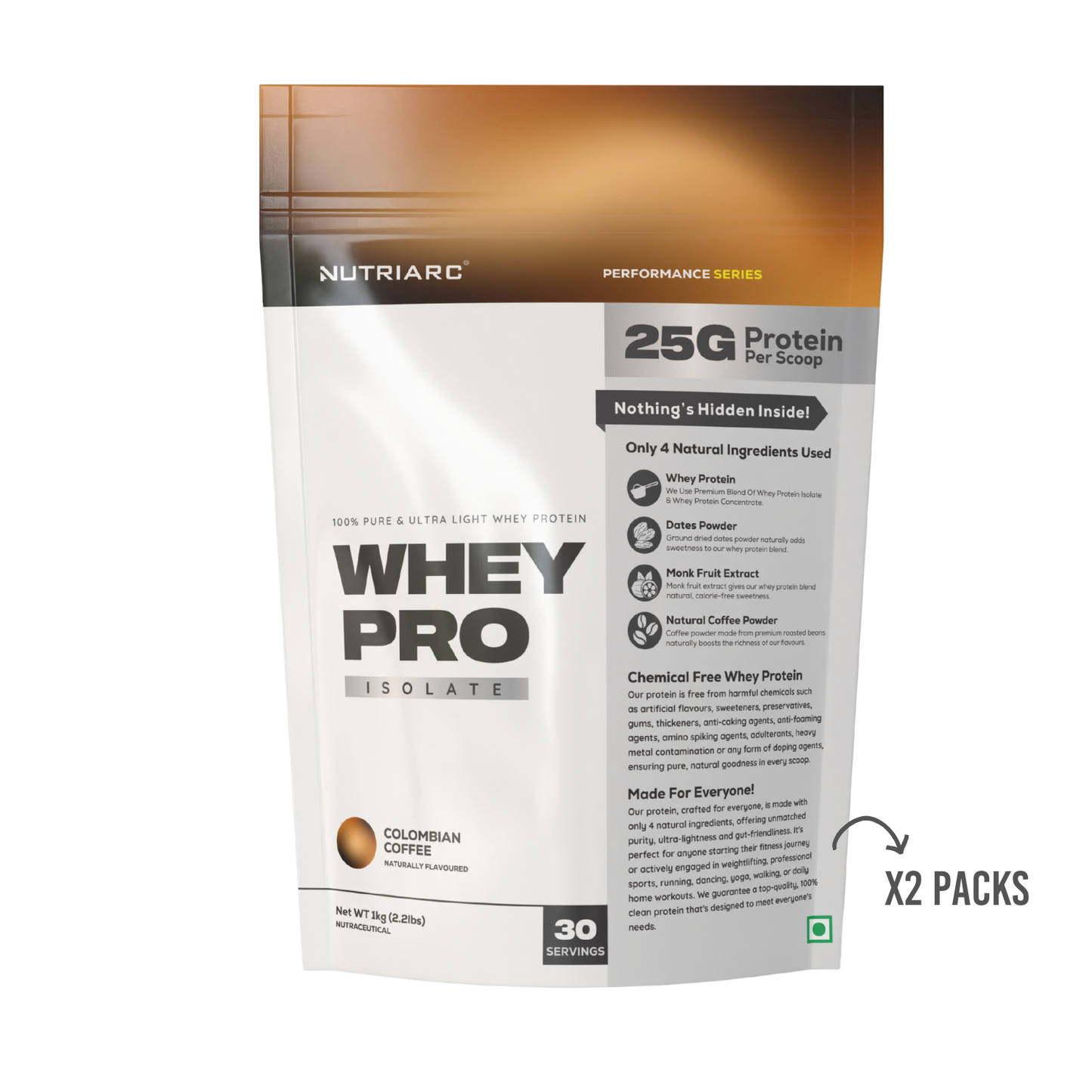 Whey Pro 25gm Whey Protein Isolate - Colombian Coffee